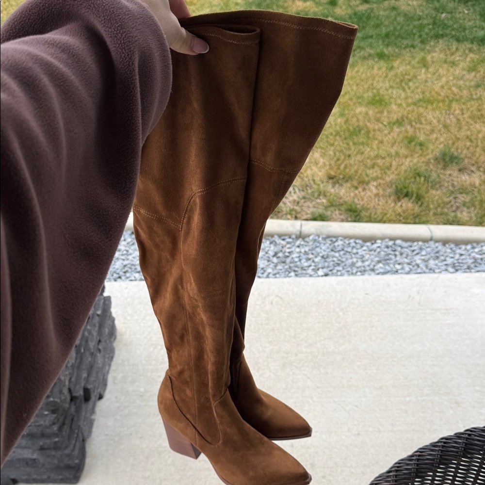 Marc Fisher Tan Suede Heeled over the knee Boots - Picture 5 of 5